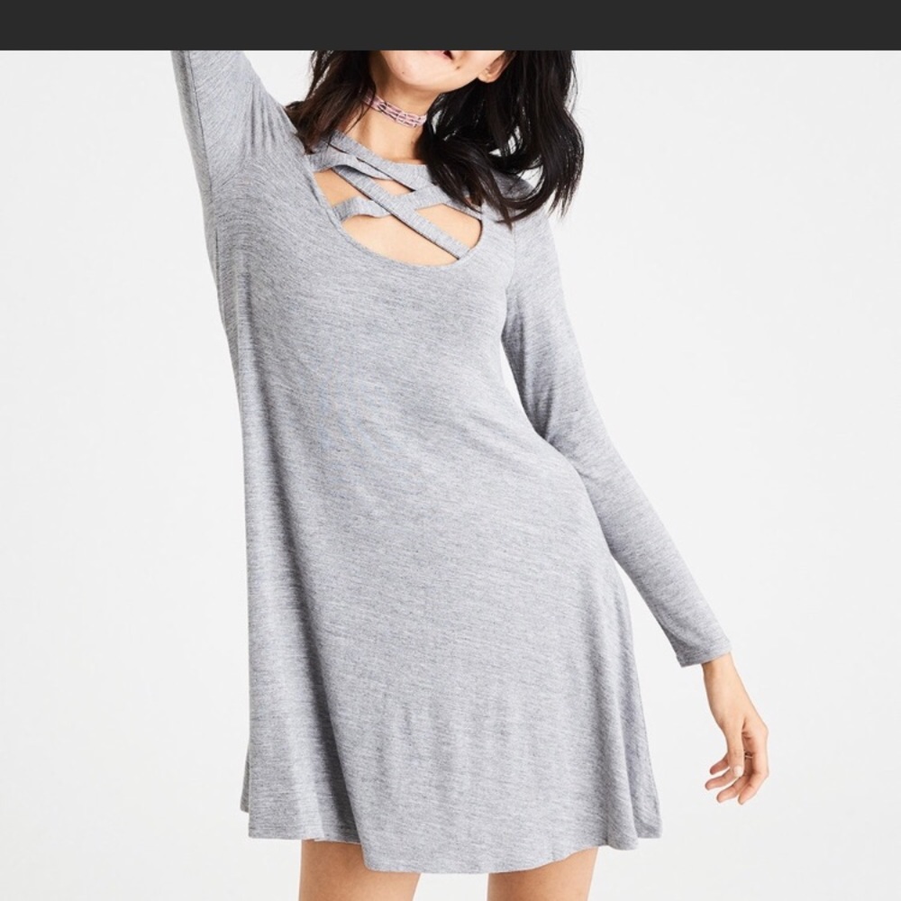 Black cross front swing dress